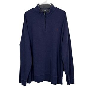 Polo Ralph Lauren Mens XXL Blue Heather 1/4 Zip Pullover Pony Logo Soft Sweater